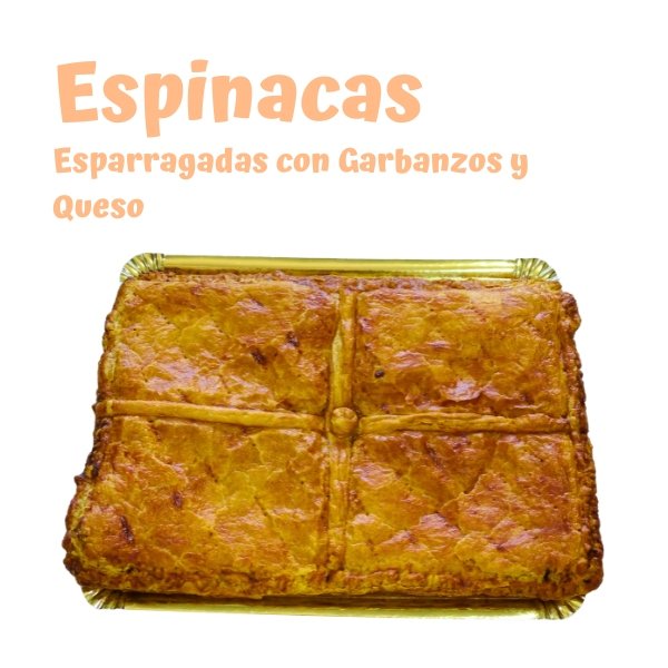 Empanada de espinacas esparragadas con garbanzos y queso